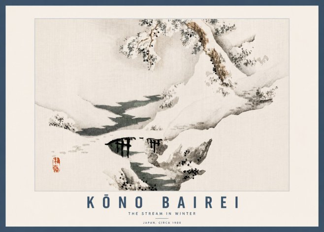 Kōno Bairei The Stream in Winter No6 - Affiche