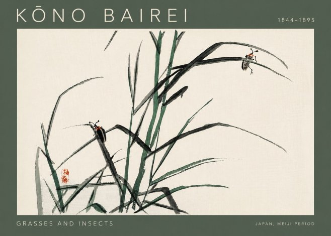 Kōno Bairei Grasses and Insects No4 - Affiche