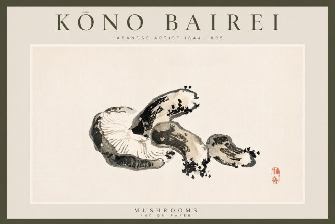Kōno Bairei Mushrooms No3 - Affiche