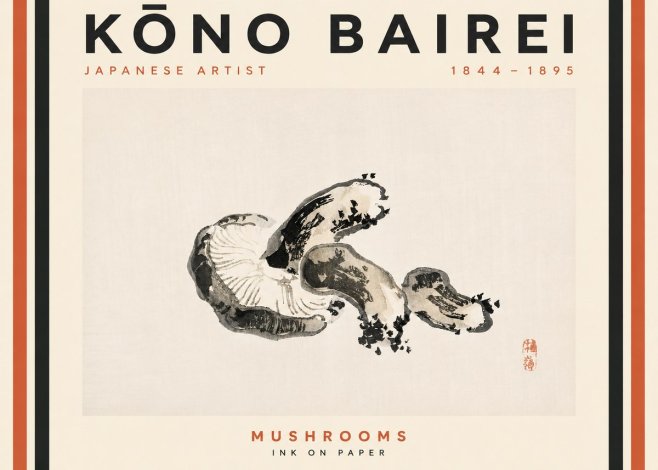 Kōno Bairei Mushrooms No4 - Affiche