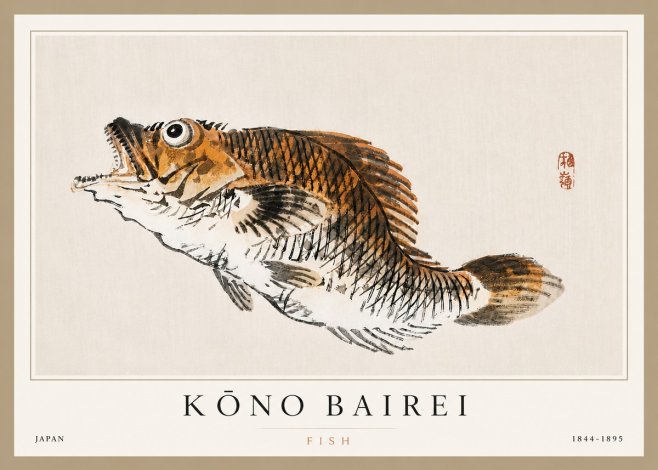 Kōno Bairei Fish II No3 - Affiche