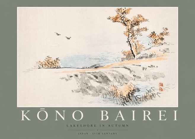 Kōno Bairei Lakeshore in Autumn No2 - Affiche
