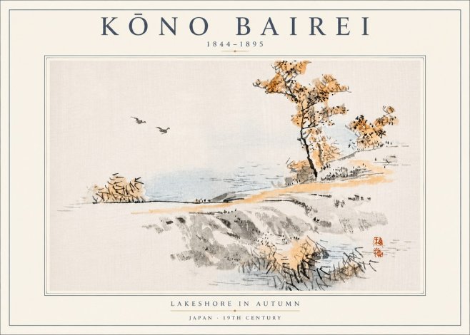 Kōno Bairei Lakeshore in Autumn No4 - Affiche