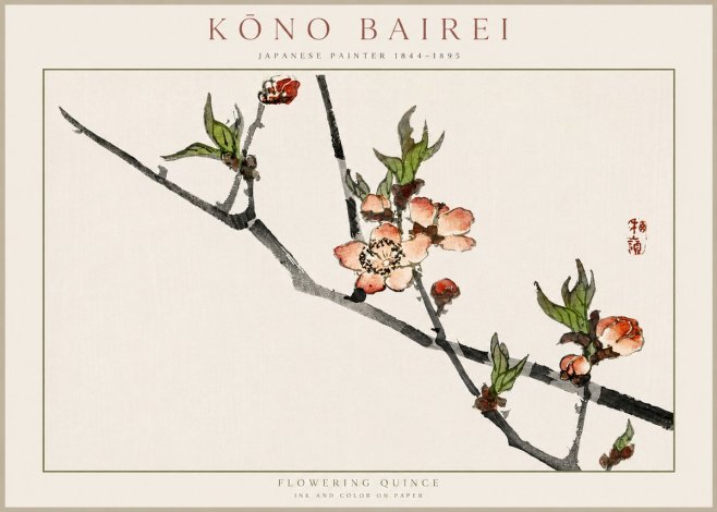 Kōno Bairei Flowering Quince No2 - Affiche