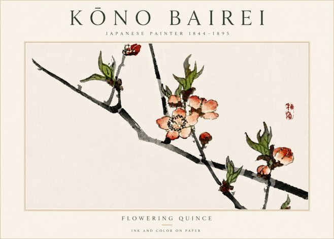 Kōno Bairei Flowering Quince No5 - Affiche