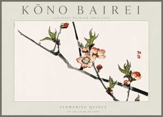 Kōno Bairei Flowering Quince No6 - Affiche
