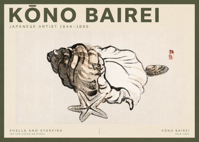 Kōno Bairei Shells and Starfish No2 - Affiche