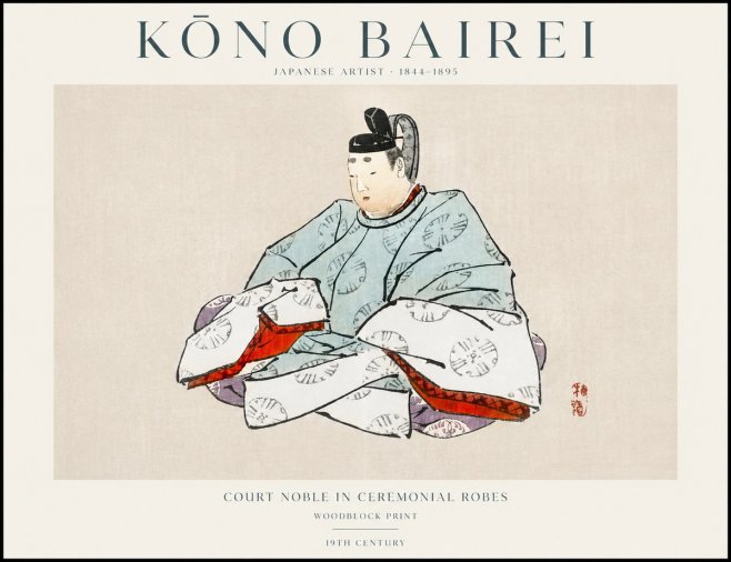 Kōno Bairei Court Noble in Ceremonial Robes No1 - Affiche