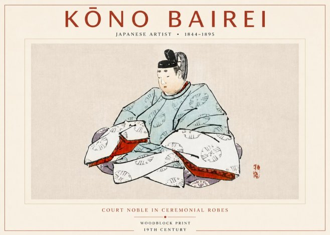 Kōno Bairei Court Noble in Ceremonial Robes No4 - Affiche