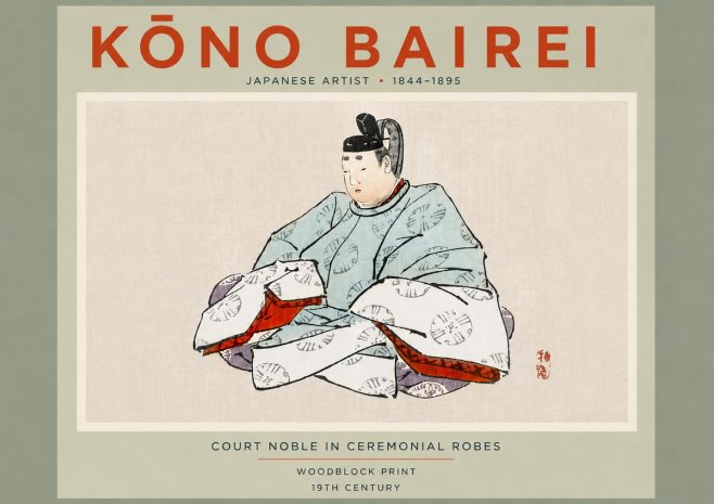 Kōno Bairei Court Noble in Ceremonial Robes No5 - Affiche