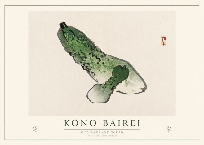Kōno Bairei Cucumber and Gourd No1 - Affiche