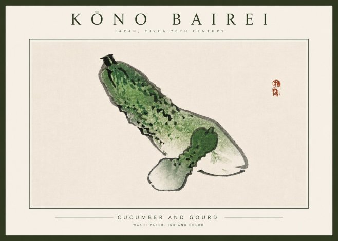 Kōno Bairei Cucumber and Gourd No4 - Affiche