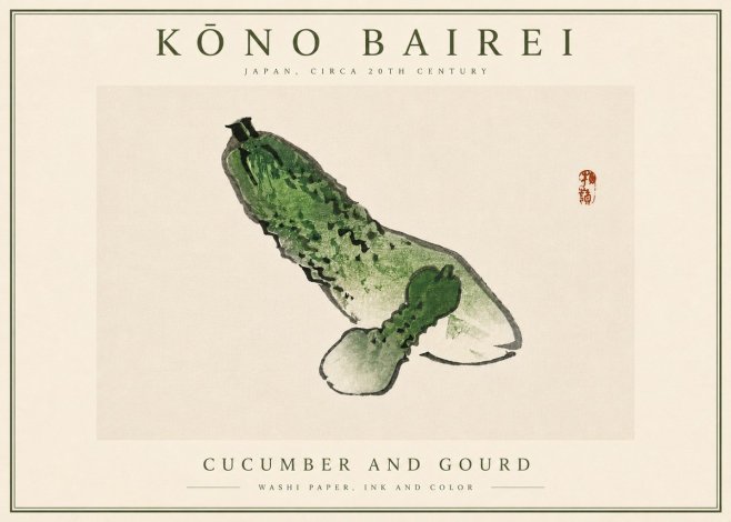 Kōno Bairei Cucumber and Gourd No6 - Affiche