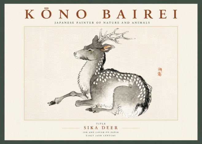 Kōno Bairei Sika Deer No2 - Affiche