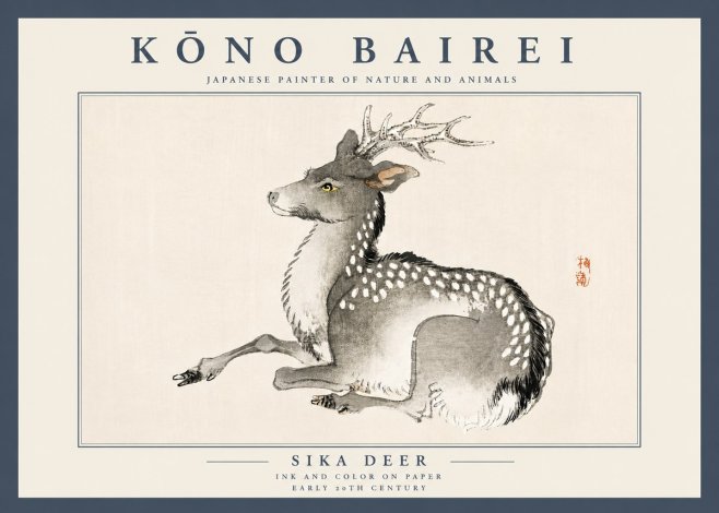 Kōno Bairei Sika Deer No4 - Affiche