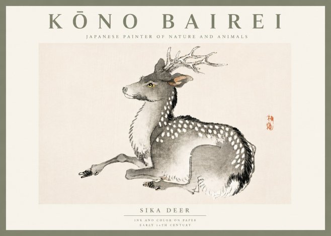 Kōno Bairei Sika Deer No5 - Affiche