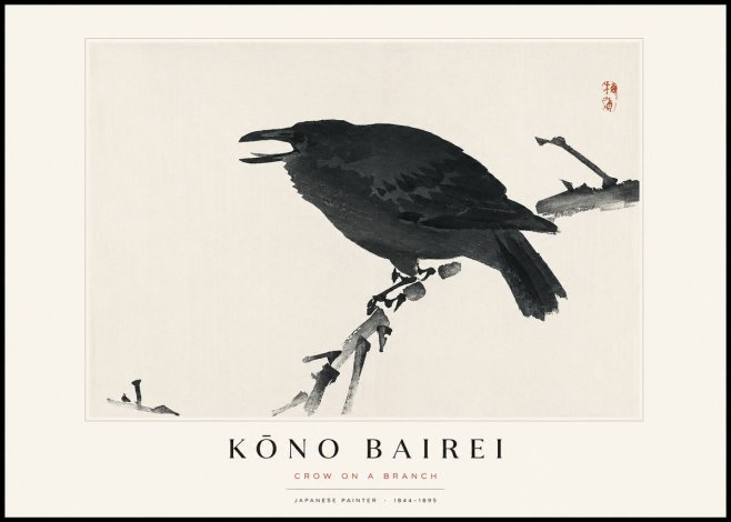 Kōno Bairei Crow on a Branch No1 - Affiche