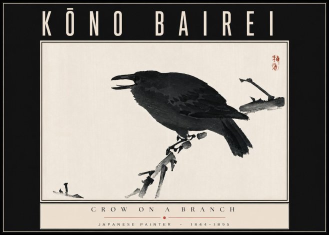 Kōno Bairei Crow on a Branch No4 - Affiche