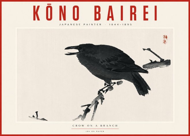 Kōno Bairei Crow on a Branch No5 - Affiche