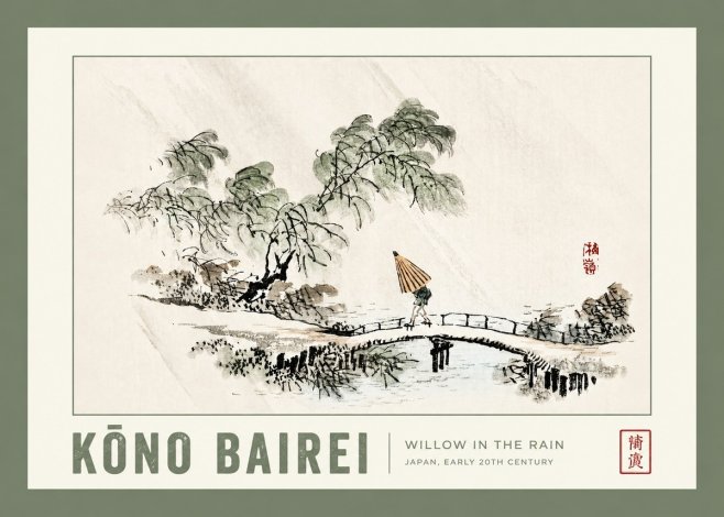 Kōno Bairei Willow in the Rain No2 - Affiche