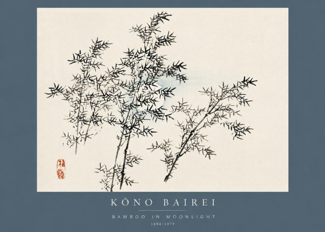 Kōno Bairei Bamboo in Moonlight No2 - Affiche