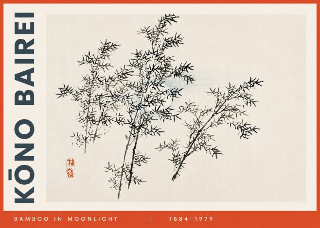 Kōno Bairei Bamboo in Moonlight No3 - Affiche