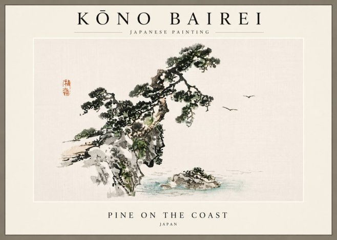 Kōno Bairei Pine on the Coast No6 - Affiche