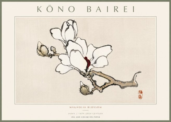 Kōno Bairei Magnolia Blossom No5 - Affiche