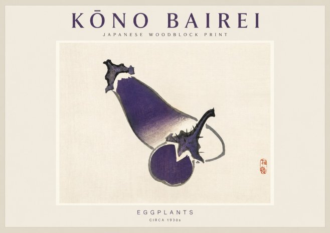 Kōno Bairei Eggplants No1 - Affiche