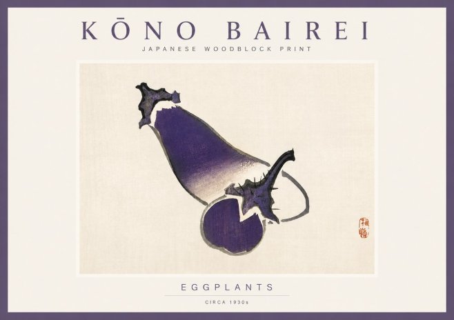 Kōno Bairei Eggplants No2 - Affiche
