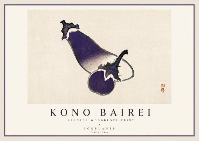 Kōno Bairei Eggplants No3 - Affiche