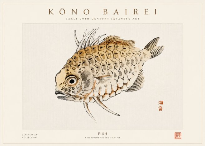 Kōno Bairei Fish III No5 - Affiche