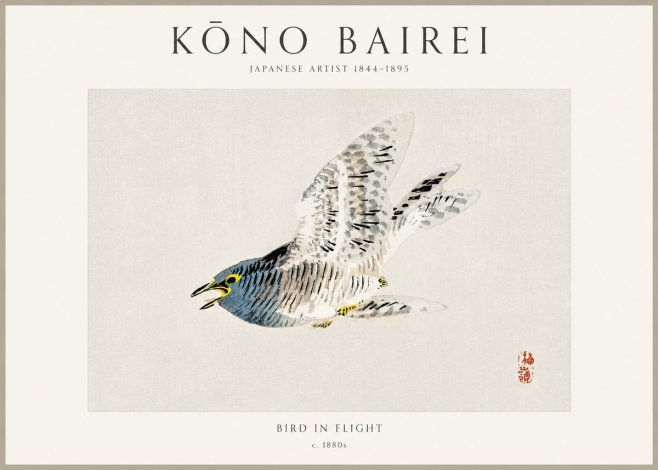 Kōno Bairei Bird in Flight No1 - Affiche