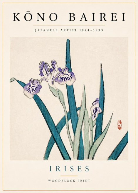 Kōno Bairei Irises No4 - Affiche