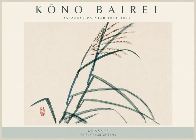 Kōno Bairei Grasses No4 - Affiche