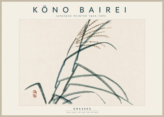 Kōno Bairei Grasses No5 - Affiche