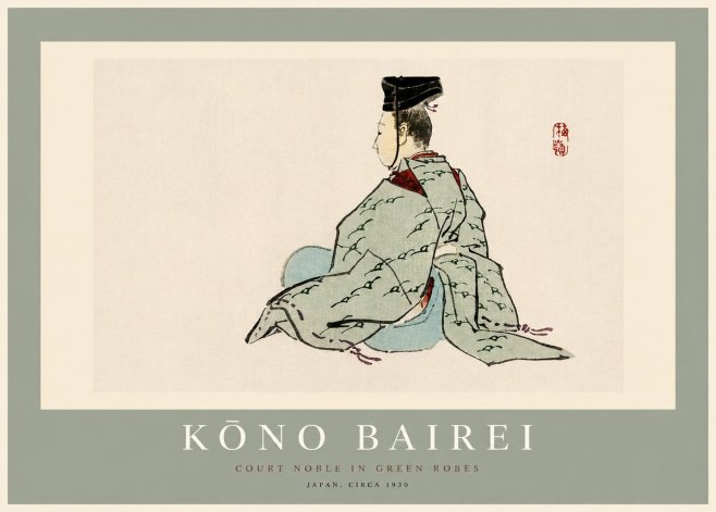 Kōno Bairei Court Noble in Green Robes No2 - Affiche