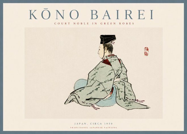 Kōno Bairei Court Noble in Green Robes No3 - Affiche