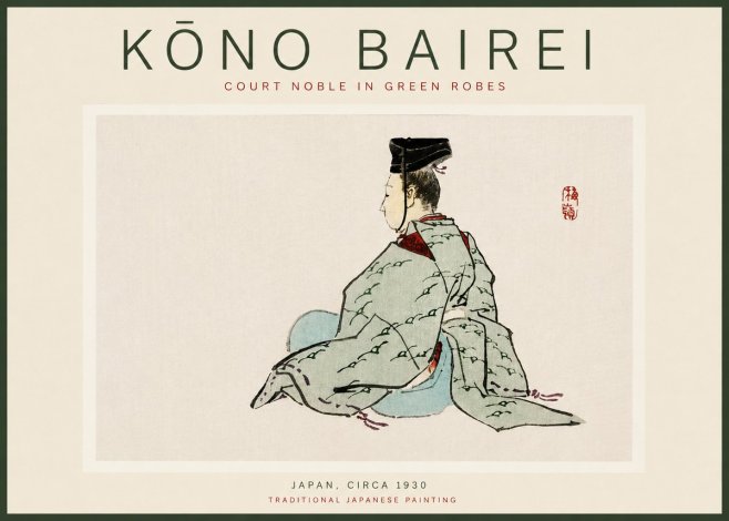 Kōno Bairei Court Noble in Green Robes No4 - Affiche