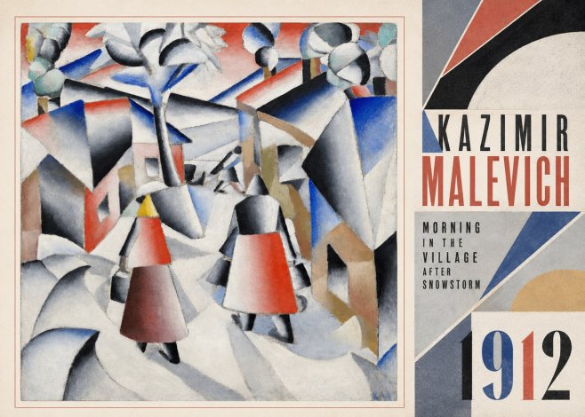 Kazimir Malevich Morning in the Village After Snowstorm No3 - Affiche