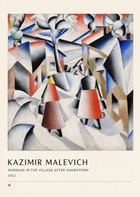 Kazimir Malevich Morning in the Village After Snowstorm No4 - Affiche