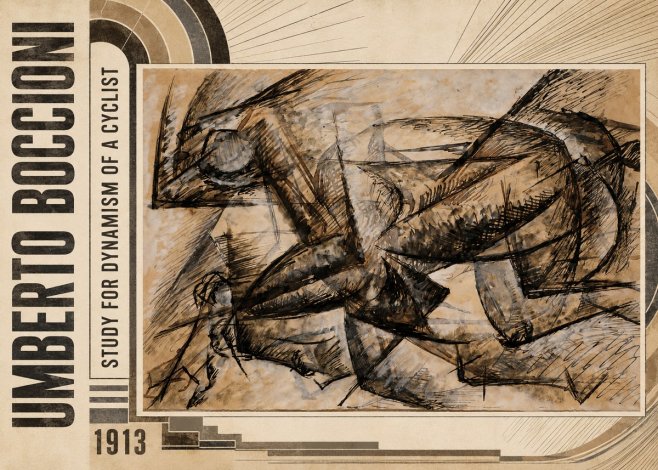 Umberto Boccioni Study for Dynamism of a Cyclist No2 - Affiche