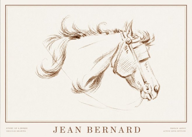 Jean Bernard Study of a Horse I No2 - Affiche