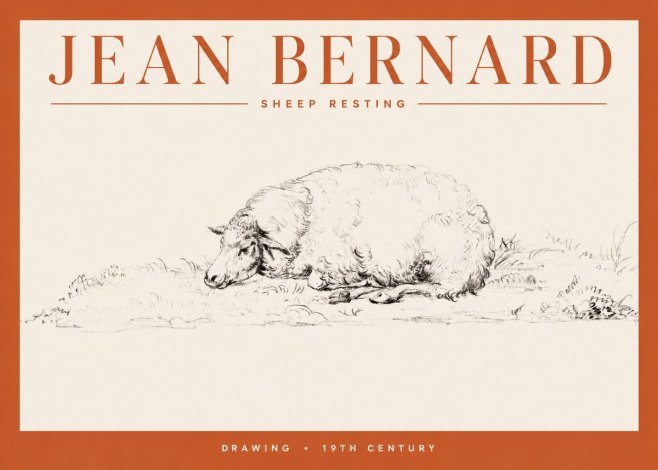 Jean Bernard Sheep Resting on the Ground No4 - Affiche