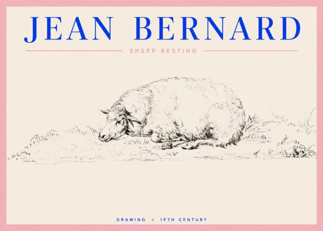 Jean Bernard Sheep Resting on the Ground No5 - Affiche