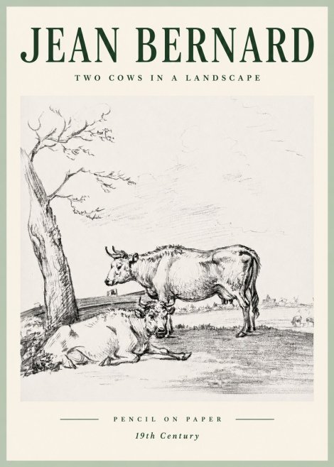 Jean Bernard Two Cows in a Landscape No5 - Affiche