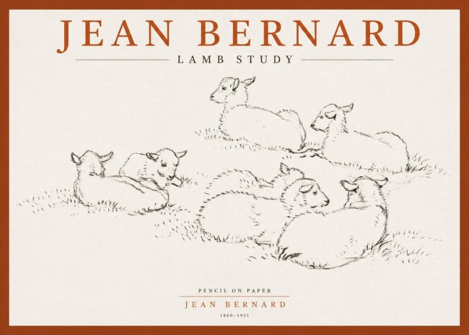 Jean Bernard Study of Lambs No4 - Affiche