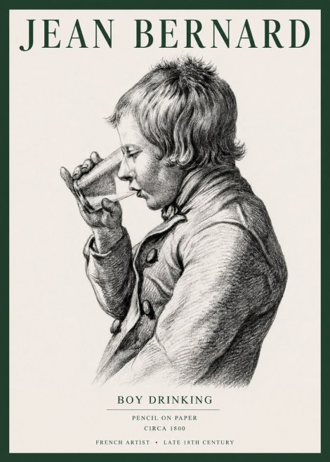 Jean Bernard Young Boy Drinking No5 - Affiche