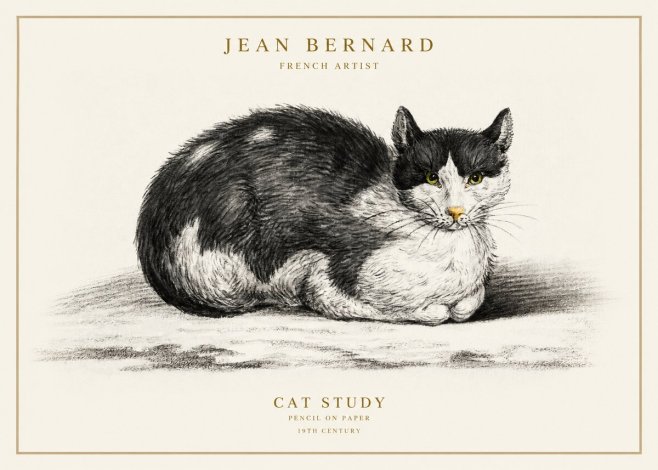 Jean Bernard Cat Study II No1 - Affiche