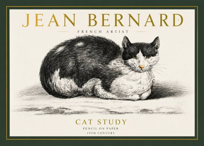 Jean Bernard Cat Study II No3 - Affiche